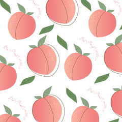 Pattern with peaches. Sweet summer fruit. Vector simple design.
