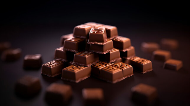 chocolate bar on black HD 8K wallpaper Stock Photographic Image
