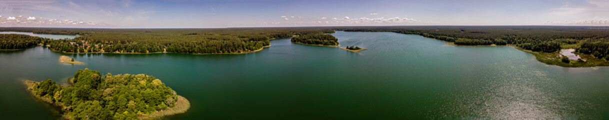 Panorama from above on the lakes in Augustow on a summer,sunny day.