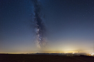 German night sky with milky way around a mountain called Wasserkuppe