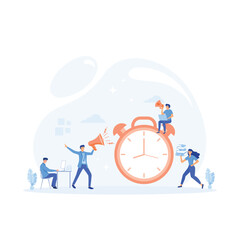 Office deadline, Stressed employees working overtime, Time management,  flat vector modern illustration