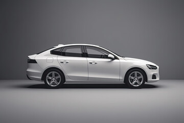 Fototapeta na wymiar Modern luxury car on a gray background, branding. Generative ai.