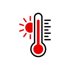 Thermometer with sun icon