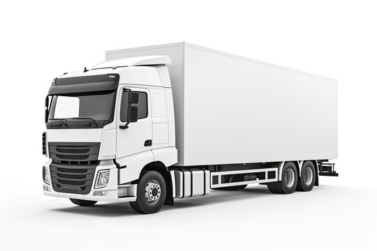 Big cargo trailer on a white background. Generative ai.