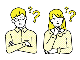 A man and a woman struggling to solve a problem, a success solution business concept