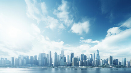 A panoramic view of a modern city skyline, symbolizing the hustle and bustle of the business world Generative AI