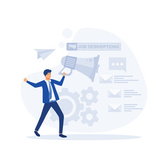  Job Description,  A document that describes the responsibilities of a position, flat vector modern illustration 