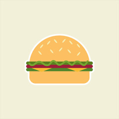 hamburger flat design vector illustration. junk food and fast food icon for restaurant