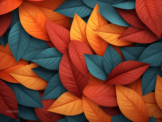 Fototapeta na wymiar Amazing colorful autumn leaves background close up. Ai generation