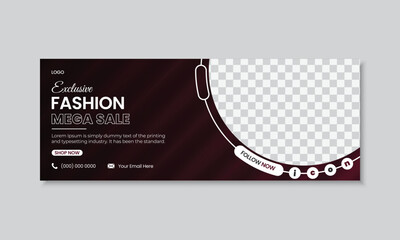 Trendy professional modern and creative fashion sale facebook cover timeline web banner post, social media marketing with photo placeholder, new stylish design with editable text & vector