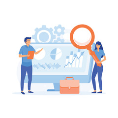 concept of business analysis, project management, market research,  flat vector modern illustration