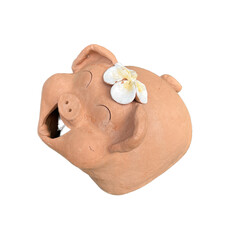 piggy bank with a coin