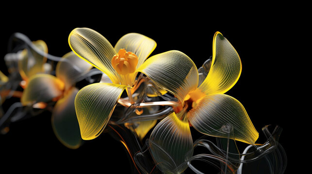 yellow flower on black background HD 8K wallpaper Stock Photographic Image