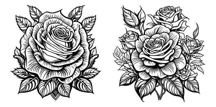 Tattoo Roses flowers vector.