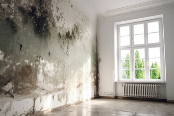 Allergic to mold, old dirty wall. - obrazy, fototapety, plakaty