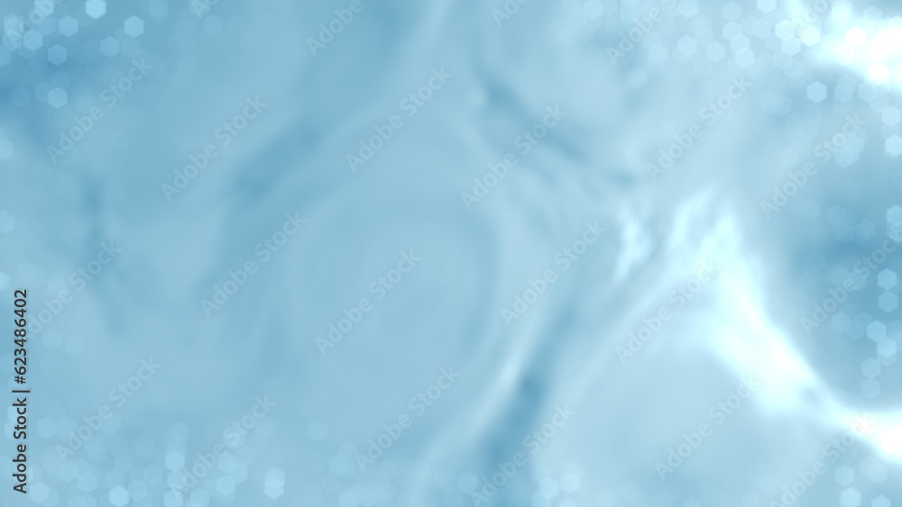 Poster light blue silver flickering gentle lines with bokeh bg - abstract 3d rendering