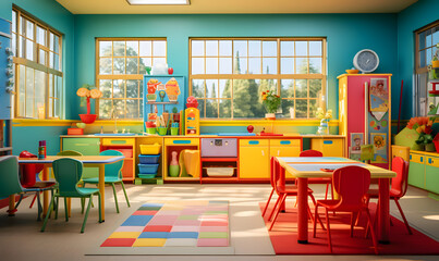 A colorful classroom - Back to school theme