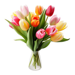 Fototapeta premium Tulip Flower Bouquet Isolated. Illustration AI Generative.