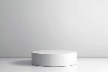 White cylindrical stand standing on a white surface. Made with Generative AI.