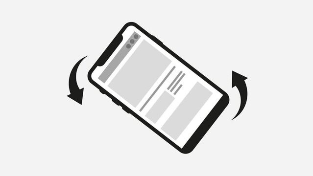 Phone Rotation and Responsive Website or App Animation in white background. Rotate phone with webpage in horizontal and vertical mode. User Interface and Digital Experience 