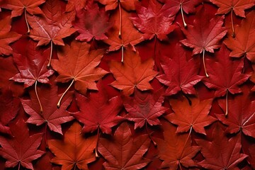 Naklejka na ściany i meble Wine red autumn leaves texture, fall nature background, AI Generative