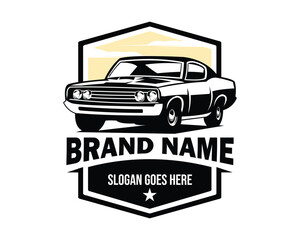Obraz premium ford torino cobra car logo silhouette. isolated on white background side view. Best for badge, emblem, icon and sticker design.