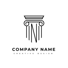 Initial Letter N Company Logo. a strict architectural pillar. Monogram N with black straight lines isolated on white background. Flat vector icon template