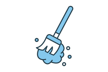 Broom cleaning icon. icon related to cleaner, household appliances. Flat line icon style design. Simple vector design editable