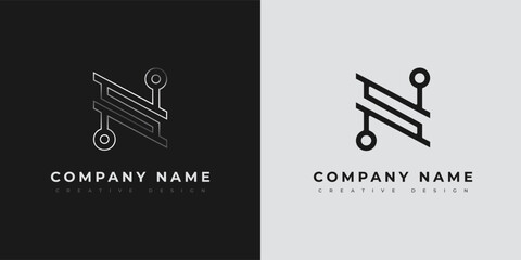 Modern Logo Letter Initial And Fiber Optic Cable. Monogram NS SN N S. Vector Design Template. Sign used for technology, engineering, network, service, electronic components