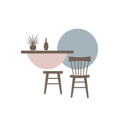 Interior furniture icon vector isolated on white background for your web and mobile app design, Table and chairs logo concept