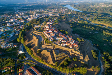 Aerial view of the fortress of Valenca do Minho in Portugal