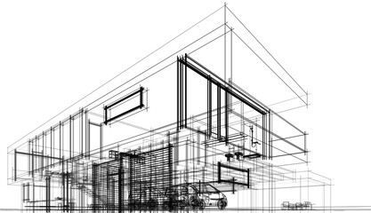 architectural sketch of a house