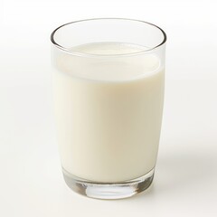 a glass of milk on a clean white background