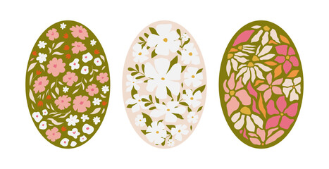 Modern floral posters with flowers. Abstract art. 