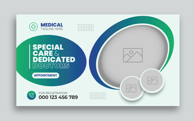 Medical healthcare youtube thumbnail cover and social media web banner design template