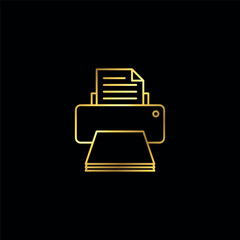 Gold Color Printer Icon Vector Template