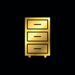 Gold Color File Cabinet Icon Vector Template