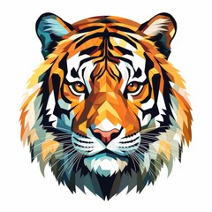 a majestic tiger's head against a clean white background