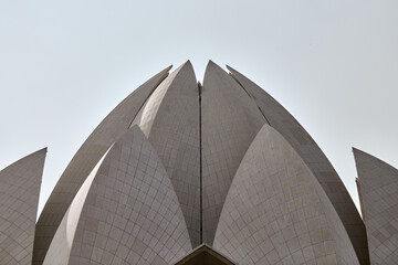 Lotus temple Baháʼí House of worship in New Delhi, India, beautiful lotus shape landmark place...