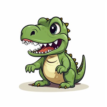 a cheerful cartoon dinosaur with a contagious smile