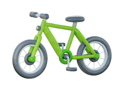 3d Green bicycle, Clean Energy, Environmental Alternative Energy, cartoon style, 3d rendering.