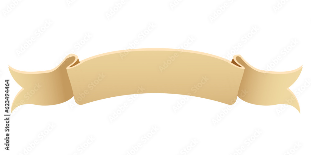 Wall mural parchment paper scroll ribbon, old vintage banner game ui element in cartoon style isolated on white