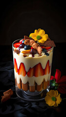 ice cream dessert,Western dessert Tiramisu ,cake with berries,cake with berries