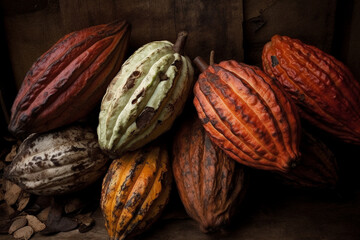 Cacao pods cocoa pods, created AI tools	
