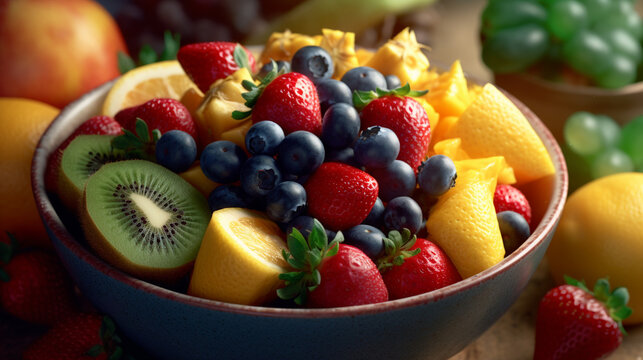 bowl of fruit HD 8K wallpaper Stock Photographic Image