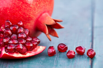 Pomegranate sweet organic healthy red fruit and seeds