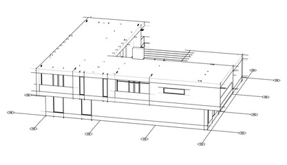 Modern house sketch 3d illustration