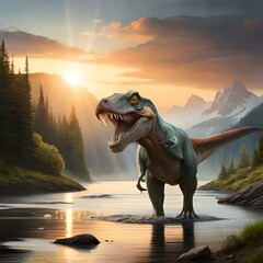 Obraz na płótnie Canvas Dinosaurs T-rex. Generative AI