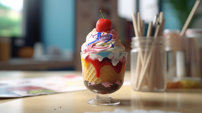 ice cream dessert HD 8K wallpaper Stock Photographic Image