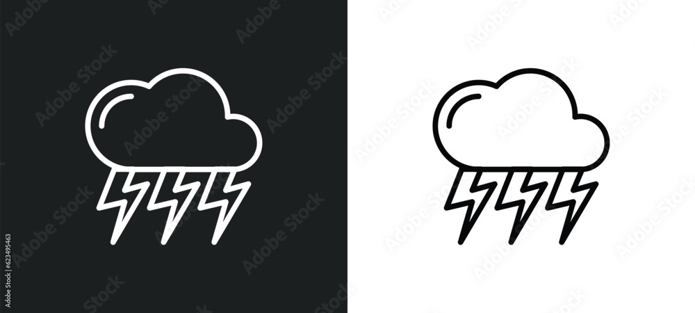 Poster stormy icon isolated in white and black colors. stormy outline vector icon from weather collection f
